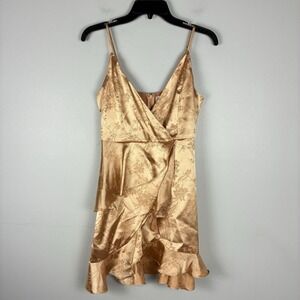 Y2K Gold Babydoll Dress Womens Small Satin Fairy Altard State